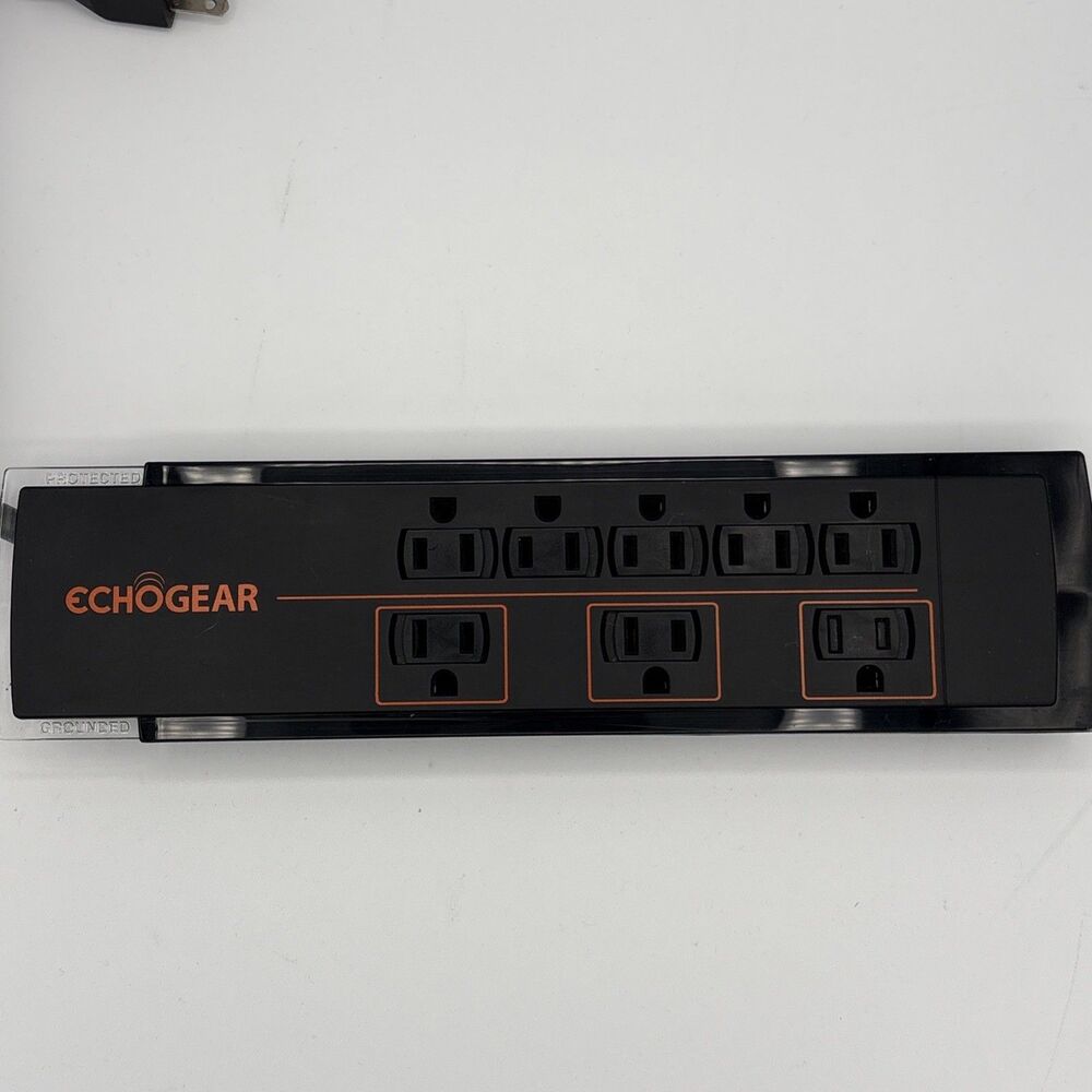 ECHOGEAR ShockBlocker 8 Outlet Surge Protector Power Strip - Slim Black